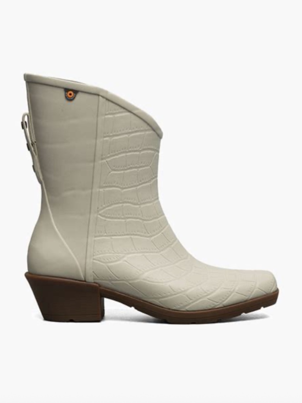 Bogs Jolene Mid Off White Oatmeal Crocodile Embossed Rain Boots 12 NEW
